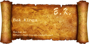 Bek Kinga névjegykártya